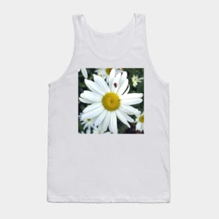 White Daisy Flower and Ladybug Tank Top